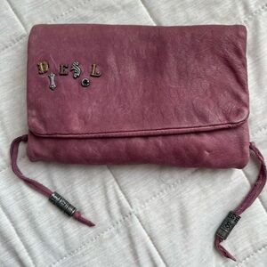 RARE Diesel Vintage y2k Plum 100% Leather Fold-Over Clutch from 90s